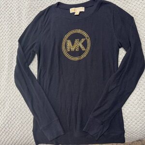 Michael Kors Black Long Sleeve Shirt with Gold Logo